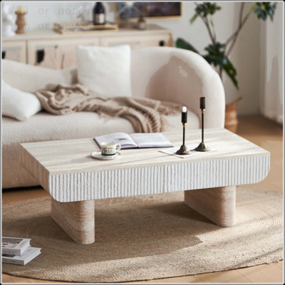 Table basse Mid-Century moderne avec tiroir cannelé