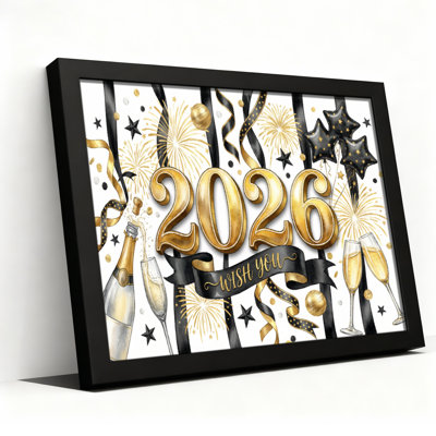 Célébration du Nouvel An 2026, ensemble de 1 reproduction de peinture à l'huile sur toile abstraite dorée et noire