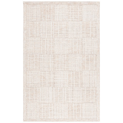 Arwen Geometric Hand Tufted Wool/Cotton Area Rug in Light Brown/Ivory