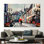 Art mural sur toile romantique avec parapluie rouge romantique - Cadeau idéal pour les amoureux