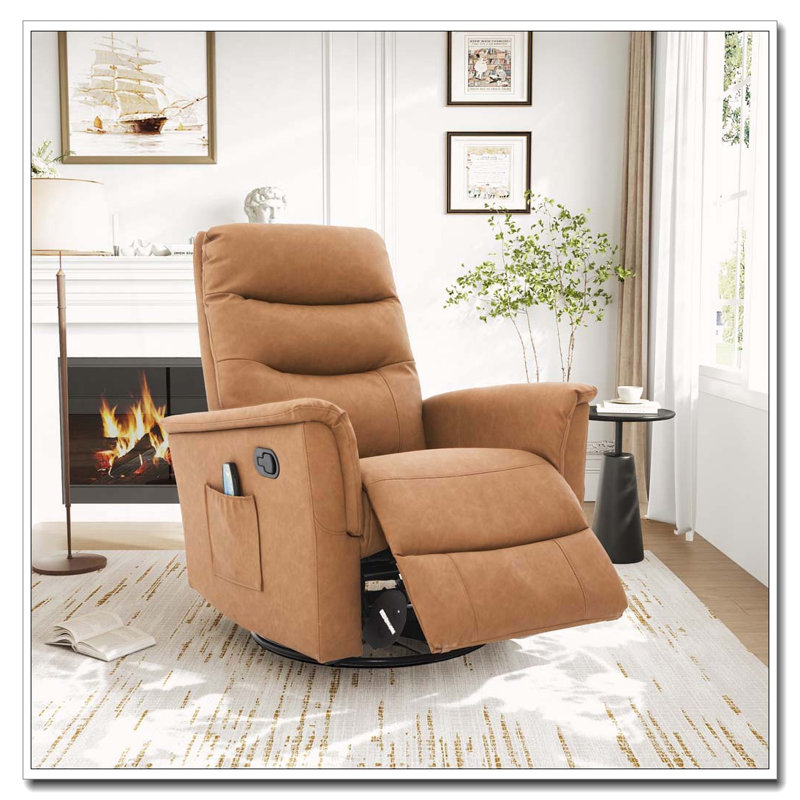 Manual Recliner Chair Rocking and Swivel Recliner Nursery Rocking Recliner Massage Recliner with 8-Point Massage Function and Adjustable Backrest