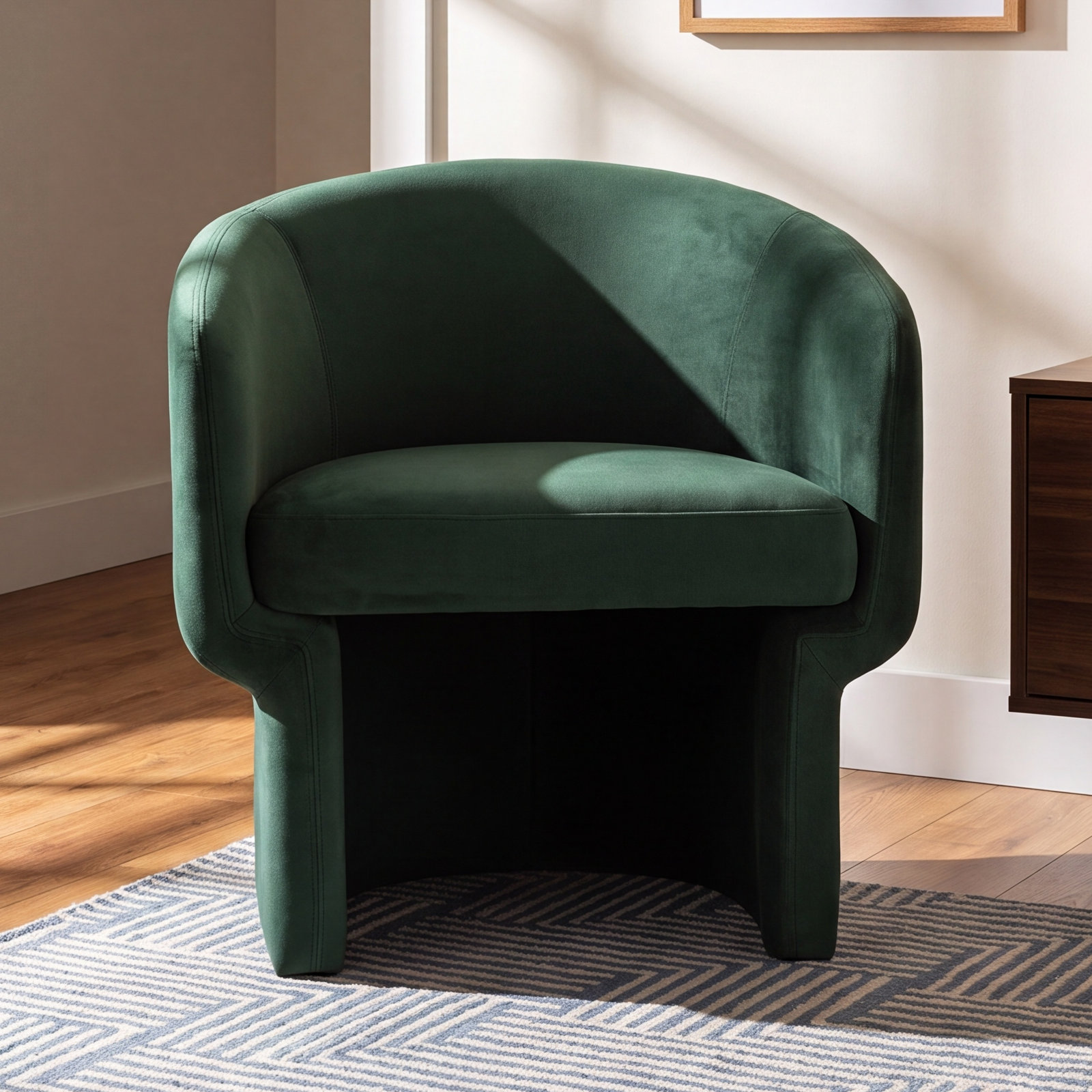 Atkins Pine Barrel Chair, Dark Green  Velvet