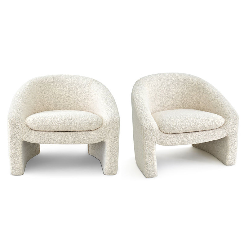 Set of 2 32" Wide Upholstered Teddy Sled Accent Chair