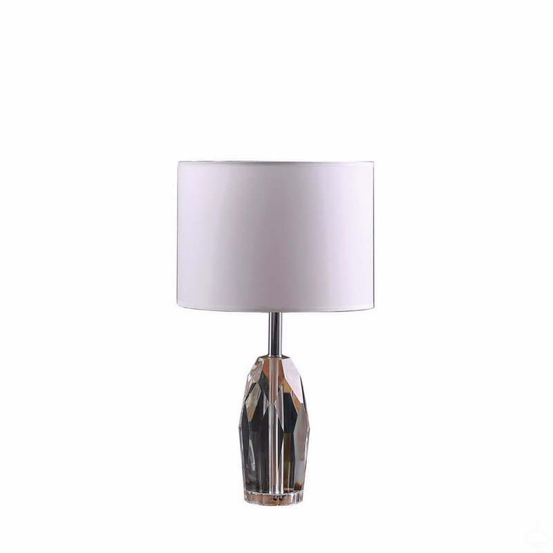 19" Dodecahedron Solid Crystal Prism Table Lamp In Chrome Silver