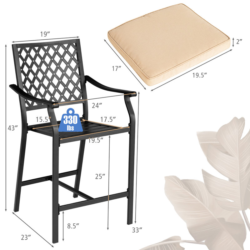 Tabouret de bar 25 po avec coussin