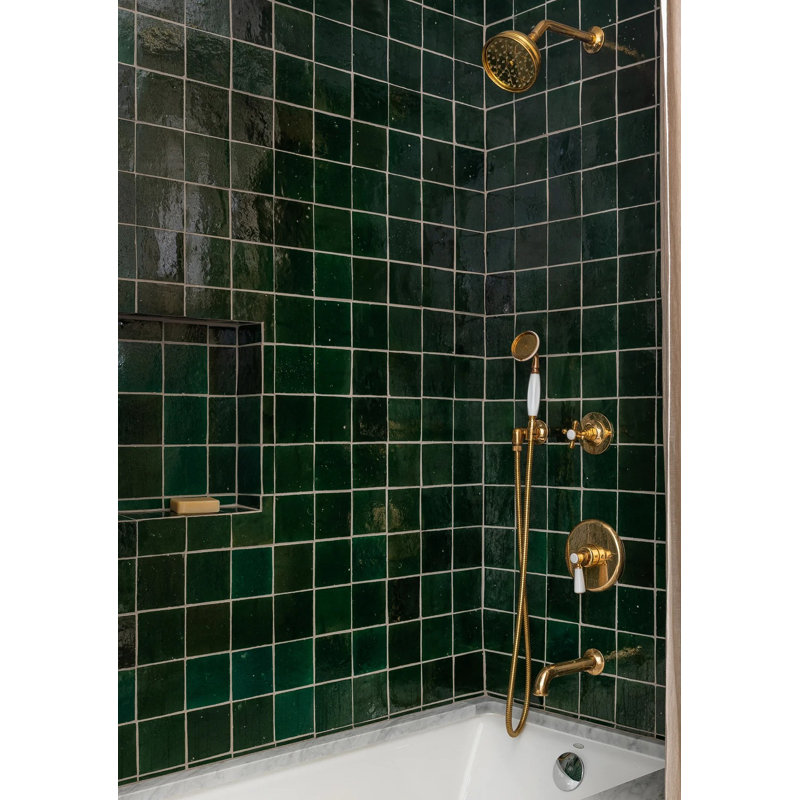 Zellige 4" x 4" Moroccan Wall & Floor Tile, Petrol Blue