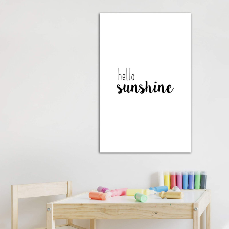 «Hello Sunshine», reproduction d'art textuel, H 60 po x l 40po x P 1,5 po, Toile tendue