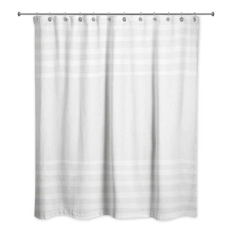 Rideau de douche simple à rayures Treutlen, Blanc