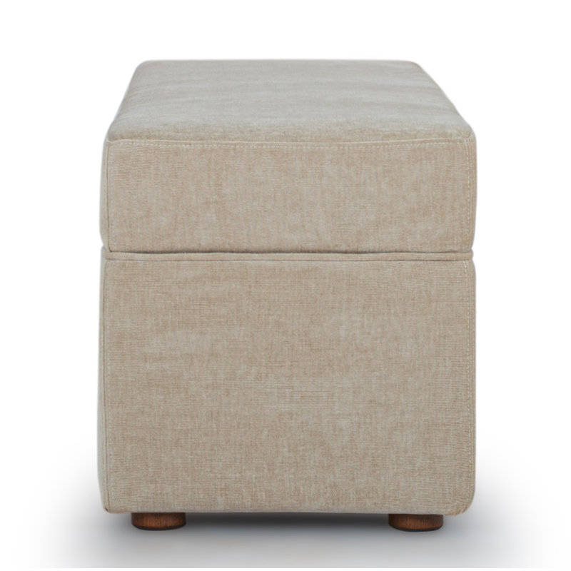 Mel Chenille Upholstered Storage Bench, Honeycomb Taupe Chenille