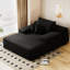 Chaise longue en velours côtelé noir pour le confort d'un cinéma maison, sans assemblage, siège profond surdimensionné avec un sommeil spacieux, matériau doux pour la peau, éponge haute densité, conception lombaire ergonomique et-964660601