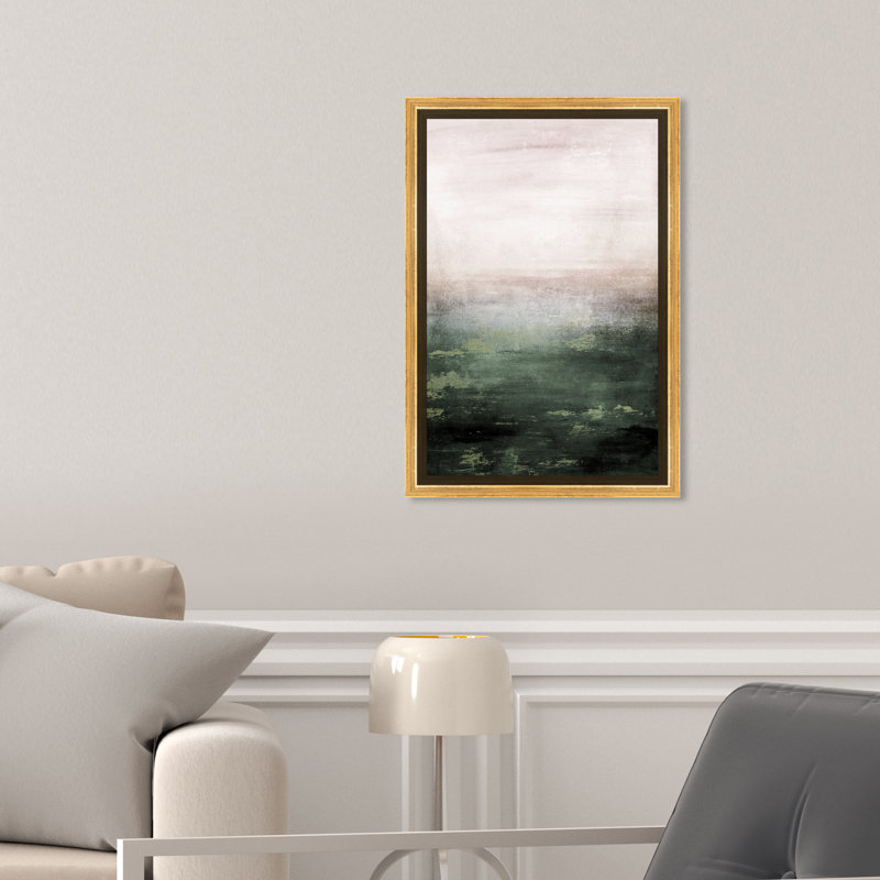 «Abstract Mossy Sailing», reproduction d'impression, H 15 po x l 10 po x P 1,5 po, Toile encadrée d'or