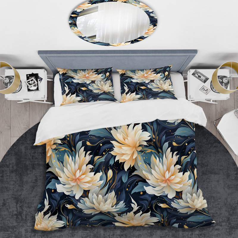 Astral Ikat Whimsy - Ensemble de housse de couette à motif floral, Housse de couette pour très grand lit et 2 très