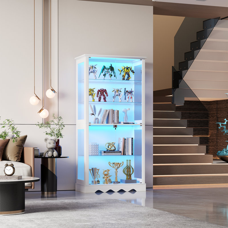 Vitrine à 5 niveaux avec éclairage DEL, Blanc