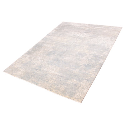 Tapis unique en laine noué à la main gris clair / beige / blanc nouvel âge 10 pi x 13 pi 5 po Ambri