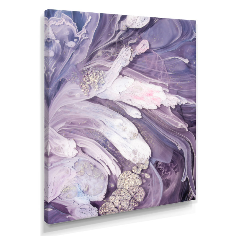 Purple Liquid Art Ripples - Print on Canvas, 32" H x 16" W, Wrapped Canvas, No Frame