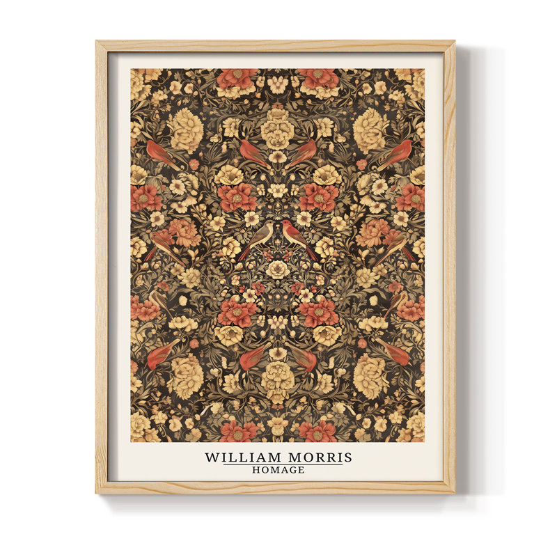 WM MORRIS Series CDLXII Framed Print - Solid Wood, Naturel, 21" H x 17" W