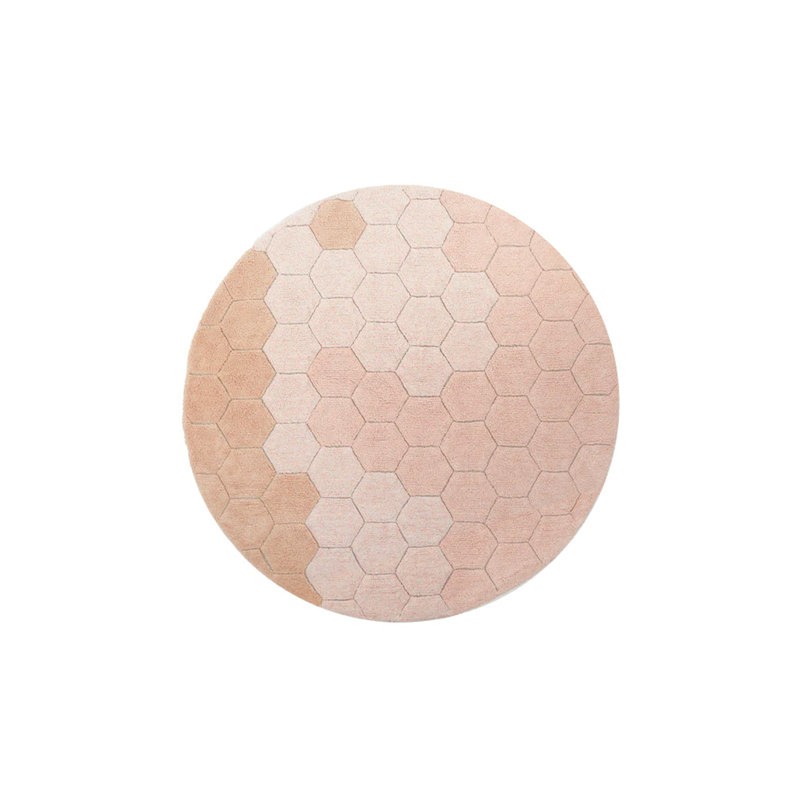Tapis rond en coton tissé à la main à motif géométrique Planète abeilles