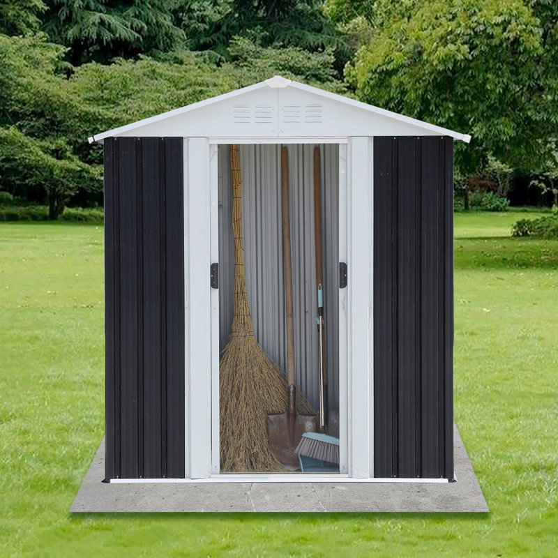 5X3 Feet Dark Grey Outdoor Storage Shed With Aluminum Alloy Frame, Gray, 72.5" H x 62.2" W x 33.1" D