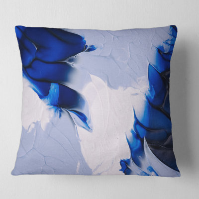 Abstract Blue Grey and White Waves - Modern Printed Throw Pillow