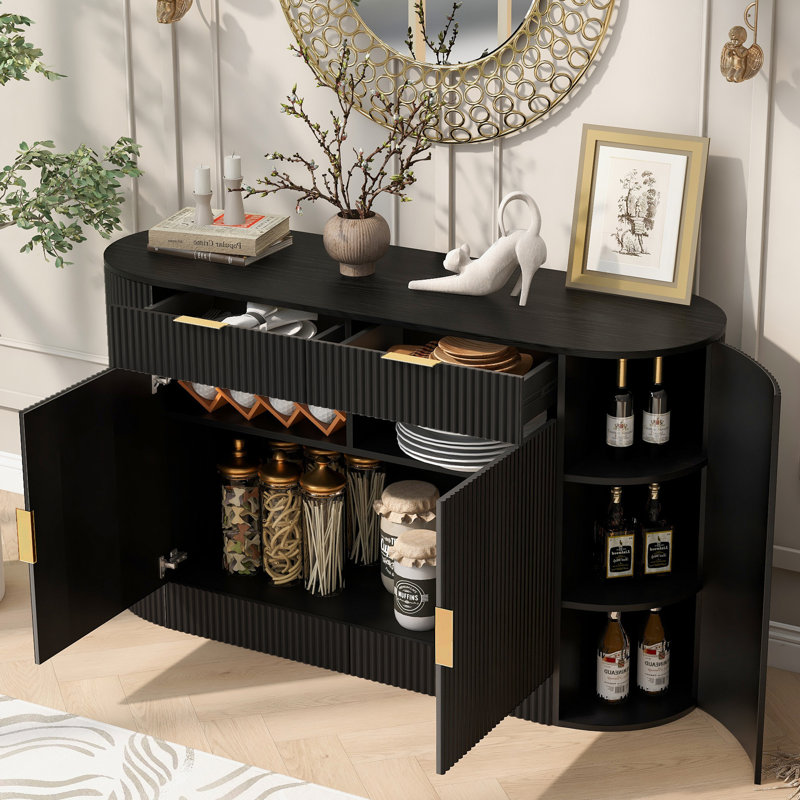 Constance 55.1'' Sideboard With 3 Doors, Black