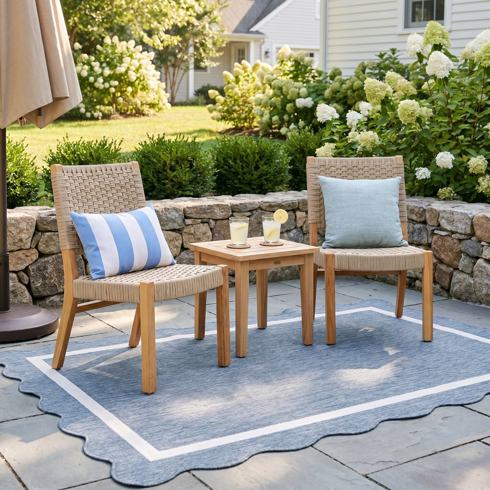 Seras Teak Patio Side Chair, Tan