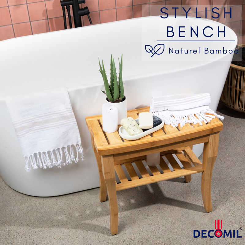 9.8'' W Solid Wood Shower Bench
