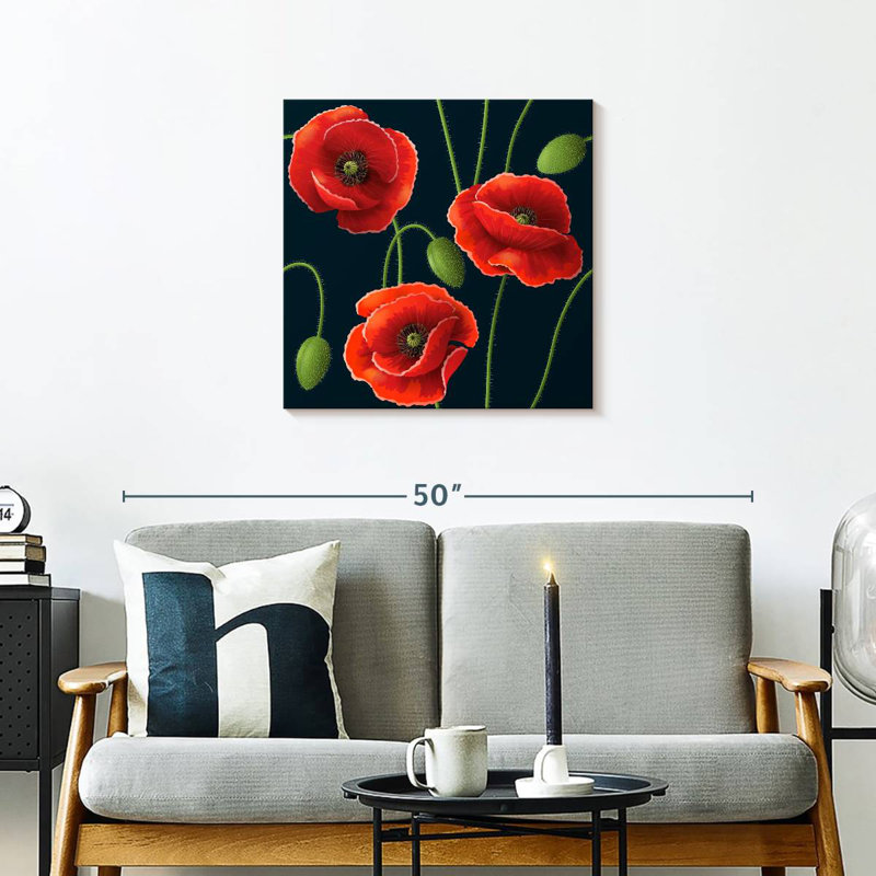 Trio de coquelicots rouges Arney, H 24 po x l 24 po