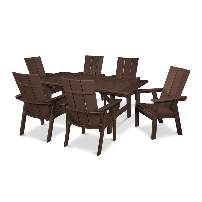 Ensemble repas 7 pièces POLYWOOD, Acajou