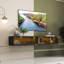 Meuble télé 80 po avec lumières à DEL et ensemble de rangement spacieux, unité murale noire 20 couleurs, Flair Group contemporain