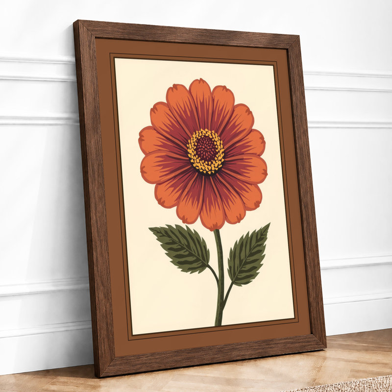 Gerbera Study Botanical - Framed Print, Walnut, A1 - 84.1 x 59.4 cm