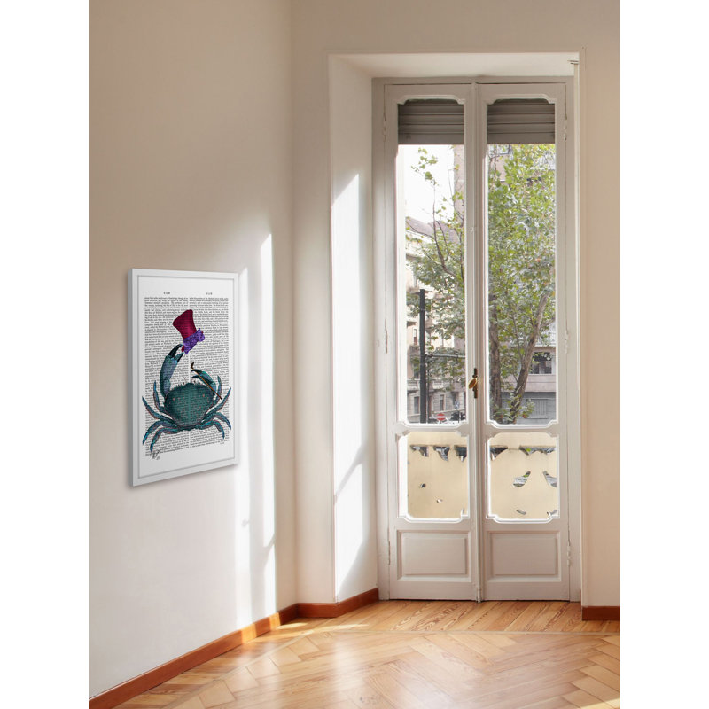 Whimsical Blue Crab with Top Hat Framed Print