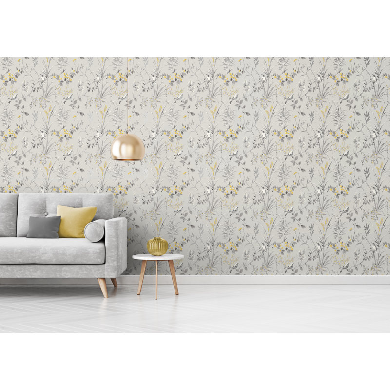 Culebra 10m x 52cm Shimmer Wallpaper Roll, Grey/Yellow