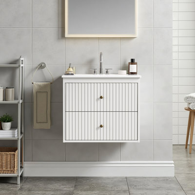 24“ Wall Mounted Single Bathroom Vanity with Ceramic Top