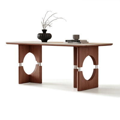 Rock board solid wood rectangular dining table