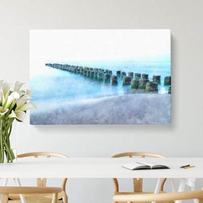 Breakwater Within An Endless Sea - Wrapped Canvas Painting