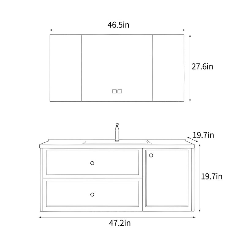 French style retro bathroom cabinet., Black