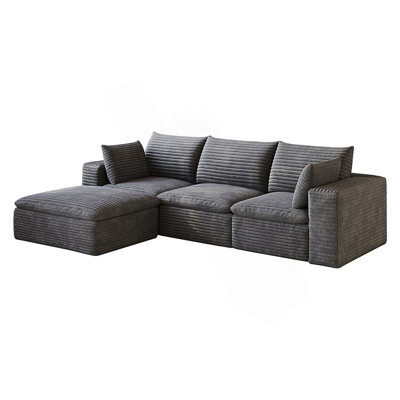 Canapé d'angle modulaire Cloud de 102 pouces avec assise profonde et coussins amovibles, aucun assemblage requis