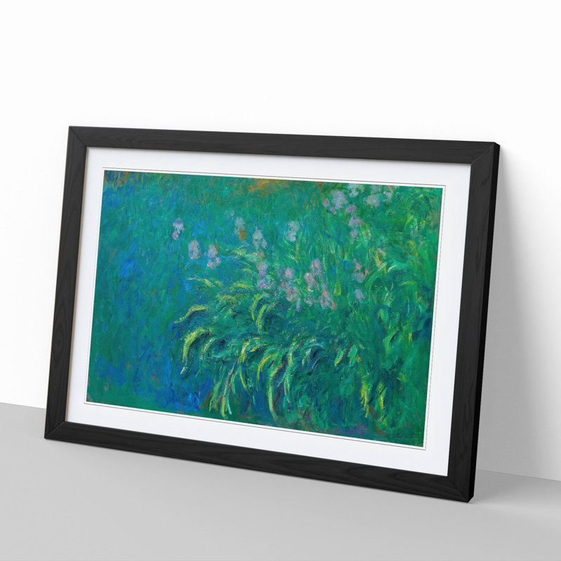 Irises by Claude Monet - Picture Frame Painting, 36cm H x 48cm W x 2cm D, Black