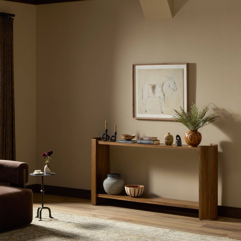 Beton Damari Console Table-Medium Brown Limba