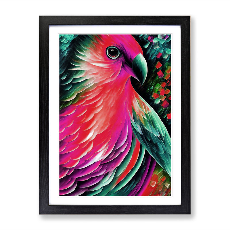 Portrait of a Bird No.4 1 Piece Single Picture Frame Painting, 46cm H x 34cm W x 2cm D, Black Framed