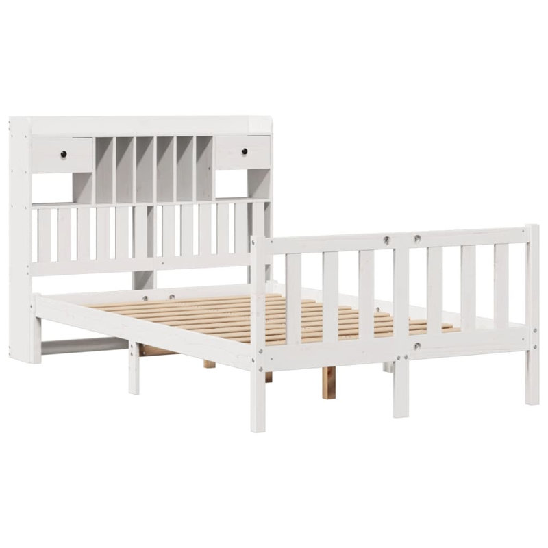 Solid Wood Storage Bed, Small Double (4'), White