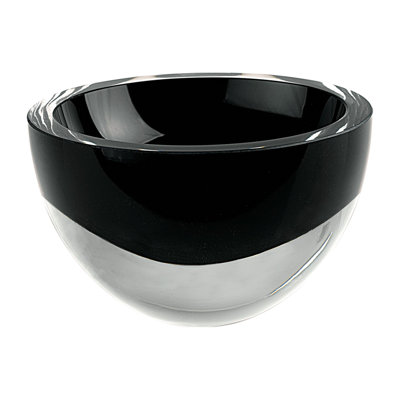 Bellas 6" Black Mouth Blown Crystal Thick Walled Bowl