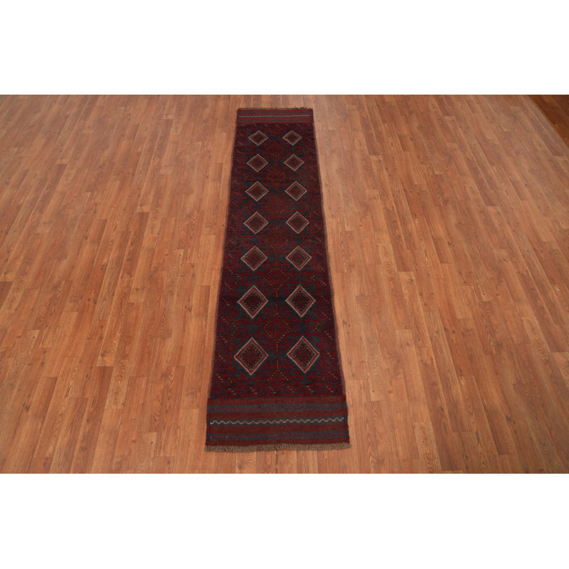 Tapis de couloir rouge en laine de conception unique 8 pi 1 po x 1 pi 11 po