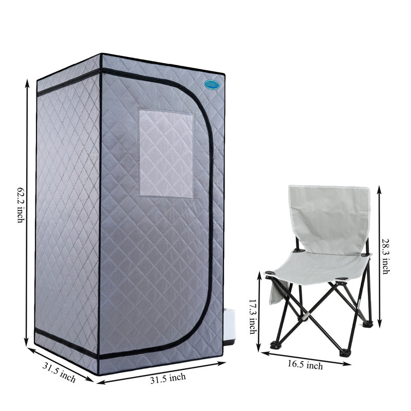 Tente à vapeur portable grise Mini Plus - Spa personnel avec générateur, télécommande. Installation sans effort. Chauffage. & Ul. Isolation supérieure. Surface imperméable. Sortie 360 °. Plusieurs réglages de vitesse. Améliorez votre corps