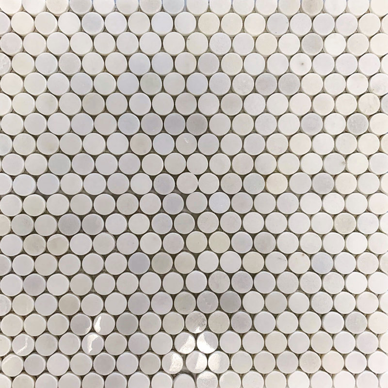 0.13" x 0.13" Marble Grid  Mosaic Wall & Floor Tile, White