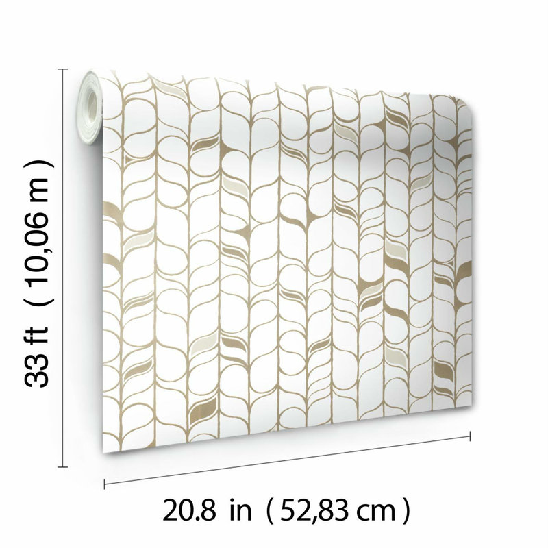 Rouleau de papier peint L 32,79 pi x l 20,8 po Perfect Petals, Blanc / or