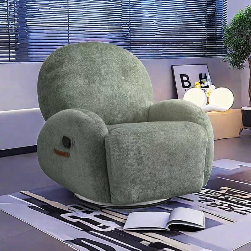 Sasia Upholstered Recliner, Green Polyester Blend