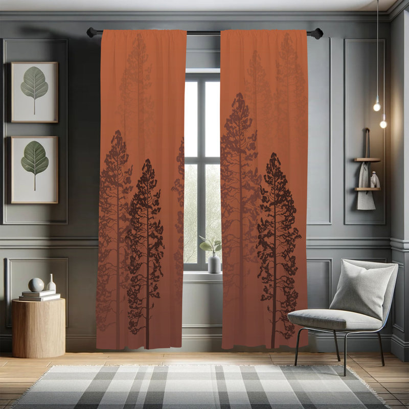 Paire de rideaux 28 po Ebern Designs, L 28 po x L 84 po, Cannelle cacao