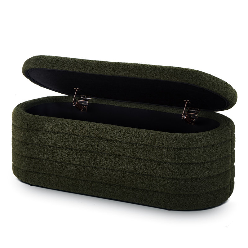 Contemporary Living Room Bench - Adds Modern Flair Dark Storage For Bedroom Function And Style, Dark Green