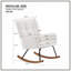 Chaise longue berçante rembourrée blanc cassé avec dossier haut pour l'allaitement, la lecture et la sieste